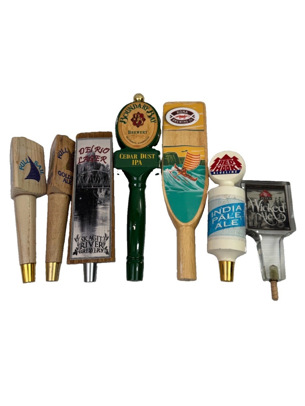 Lot Of 7 Craft Beer Tap Handles Kona Brewing Boundary Bay Skagit River Redhook